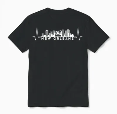Heartbeat Skyline Usa New-Orleans Unisex T-Shirt - Black