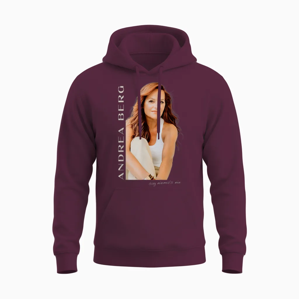 Sag Niemals Nie T-Shirt, Black Unisex Hoodie in Maroon