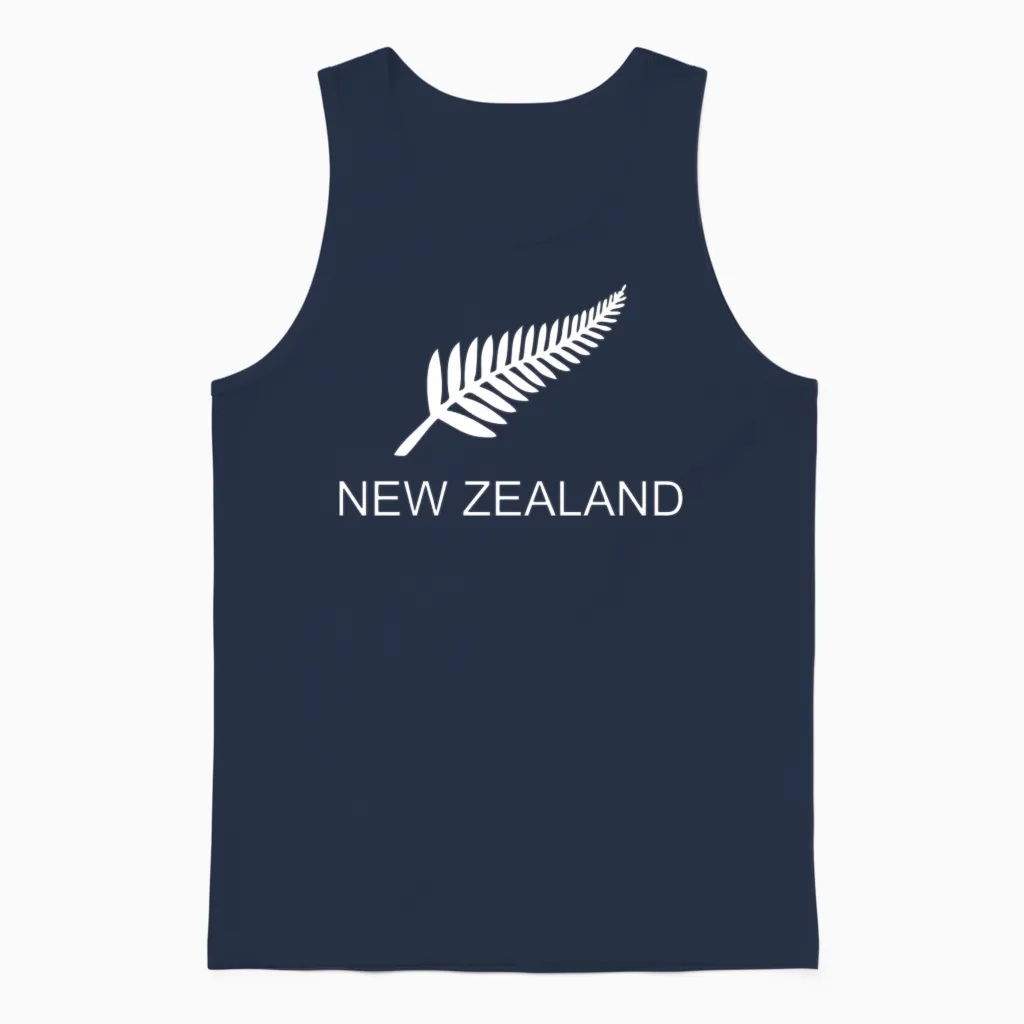 New Zealand Fern Rugby Fan Unisex Tank Top in Navy
