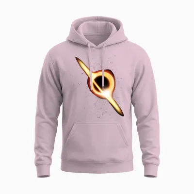 Celestial Ring in Neon Orbit Unisex Hoodie - Light Pink