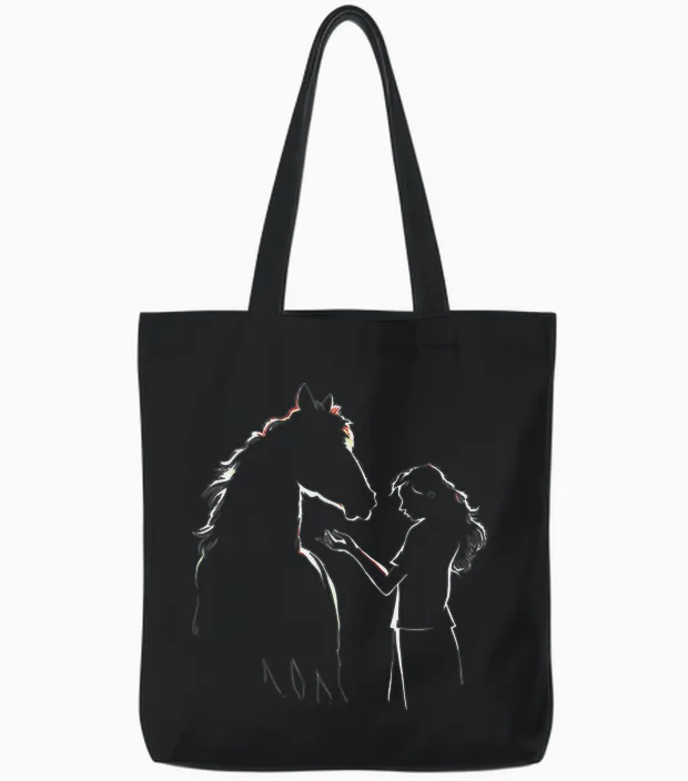 Pferd Und Mädchen Süßes Reiter Motiv Stall Und Reiten Pferde Tote Bags in Black
