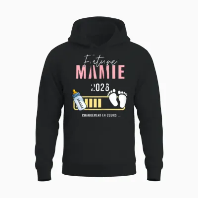 Granny in 2026 Announcement Pregnancy Future Granny Soon 2026 T-Shirt, Black, Female X-Small Unisex Hoodie - Black