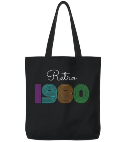 Retro 1980s Tote Bags - Black