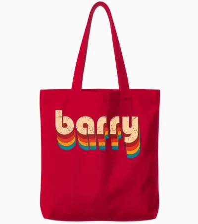 Retro Barry Name Tote Bags - Red