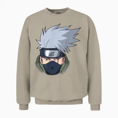 Naruto Shippuden Kakashi Oversized Portrait Anime Unisex Sweatshirt - Sand