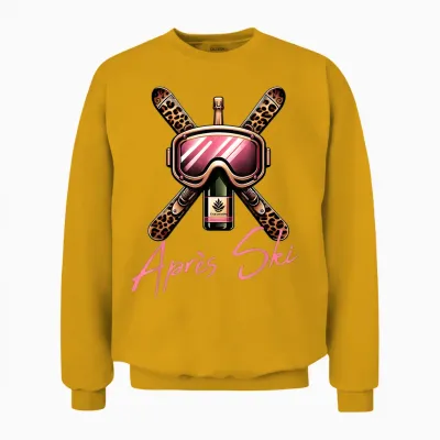 After Ski Party Outfit, Ski Holiday Party Outfit T-Shirt, Black Unisex Sweatshirt - Gold