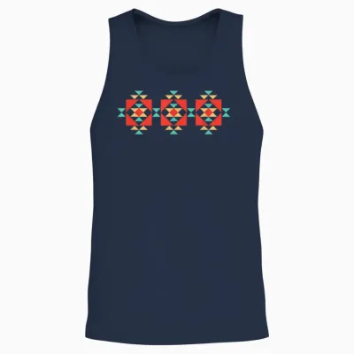 Motif Tribal Amérindien Du Sud-Ouest Santa Fe Unisex Tank Top - Navy