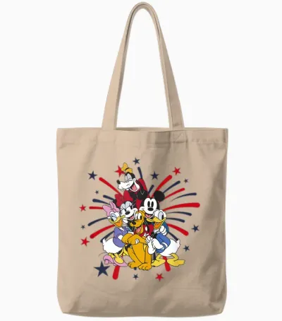 Disney Mickey Classic 4th of July Fireworks Group Hug Tote Bags - Natural