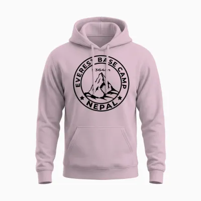 Everest Base Camp - White Unisex Hoodie - Light Pink