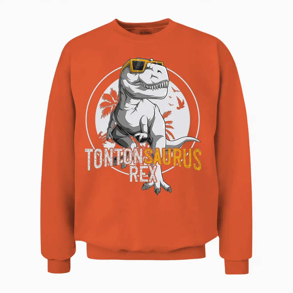 Tontonsaurus Rex Tonton Dinosaure Cadeau Oncle T-Shirt Haut De Gamme Unisex Sweatshirt in Orange