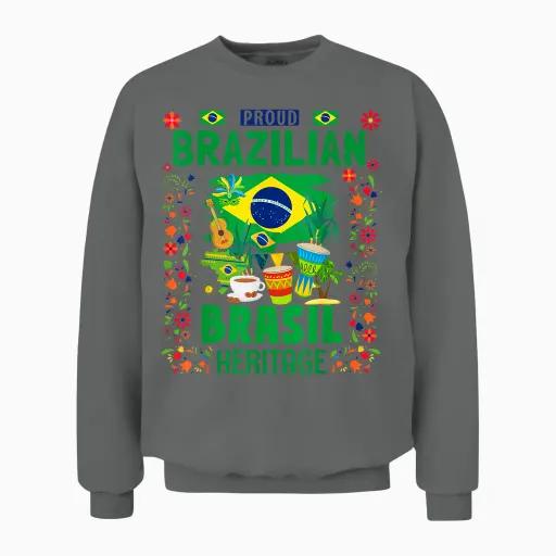 Brazil Flag for Kids - Brazil and Brazil Flag T-Shirt, Yellow, S Unisex Sweatshirt in Graphite Heather