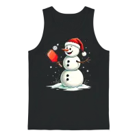 Snowman Pickleball Paddle Christmas Santa Unisex Tank Top - Black – 1
