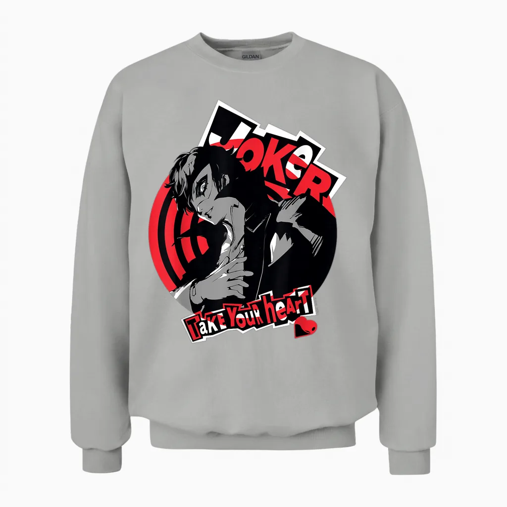 Persona 5 Joker Take Your Heart Atlus Unisex Sweatshirt in Ash