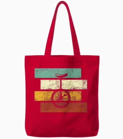Unicycle Retro Tote Bags - Red