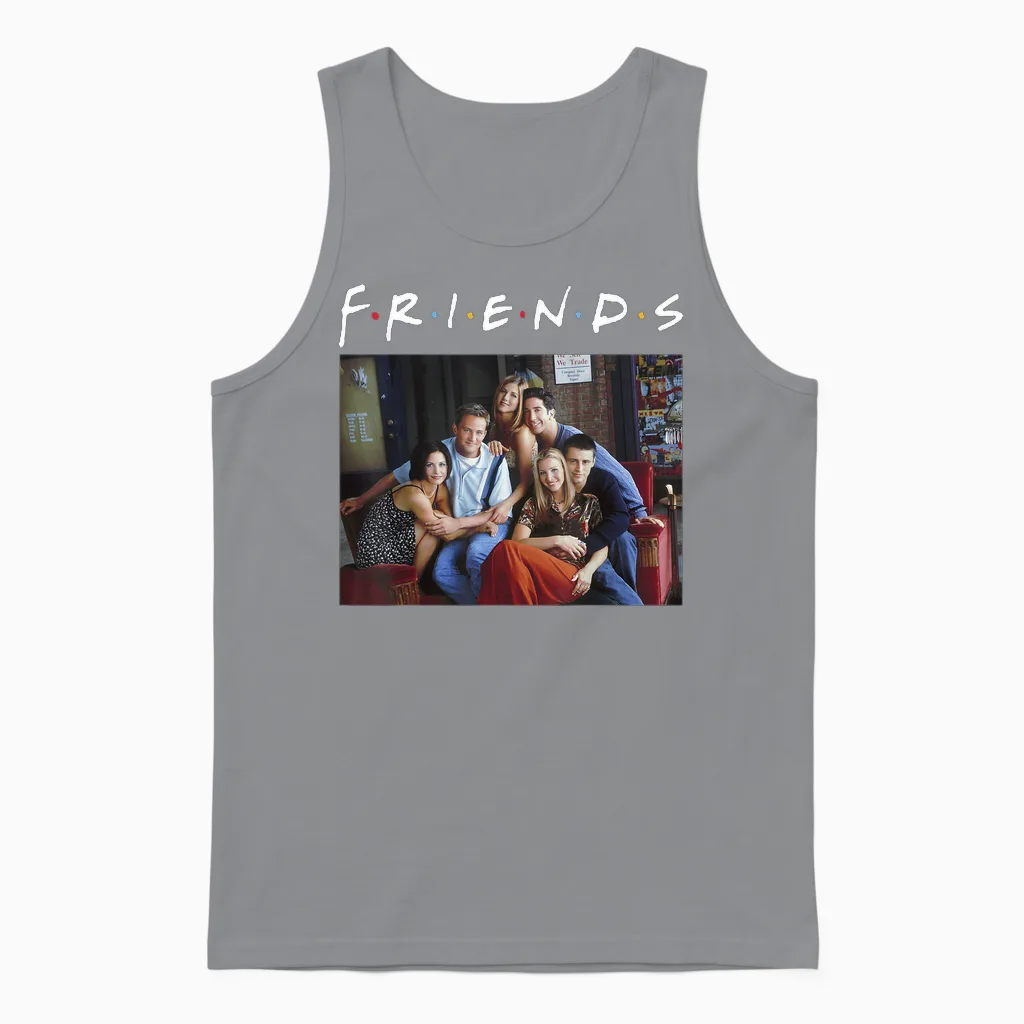 Friends Classic Logo Group Portrait T-Shirt Small Unisex Tank Top in Sport Grey