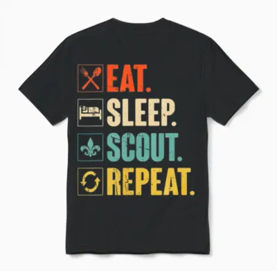 Eat Sleep Scout Repeat Funny Scouting Lover Unisex T-Shirt - Black