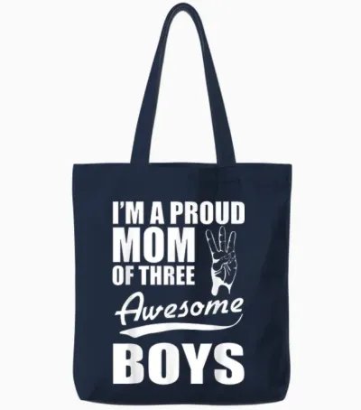Lustiges Mutter-T-Shirt Mit Aufschrift "i'm a Proud Mom of Three Awesome Boys" Tote Bags - Navy