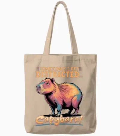 Funny Capybara Tote Bags - Natural