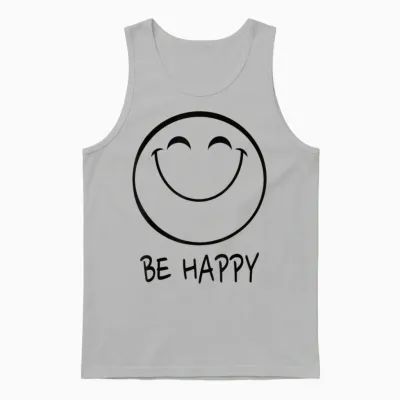 Be Happy Smile Face T-Shirt Happy Smiling Face Positiv Unisex Tank Top - Ash