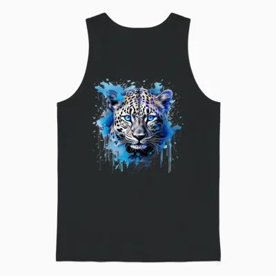 Leopard Portrait Splash Tier Kunst Natur Kunstwerk Tierwelt Unisex Tank Top - Black