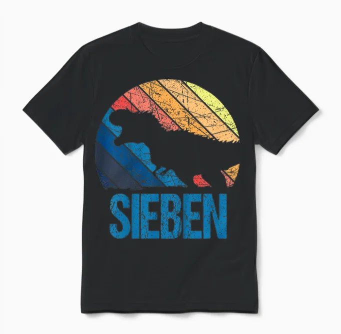 Dino 7 Jahre | Dinosaurier | 7. Geburtstag Junge Dino-Fan Unisex T-Shirt in Black