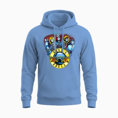 Guns N' Roses Offizielle Skelette & Kugeln Unisex Hoodie - Carolina Blue