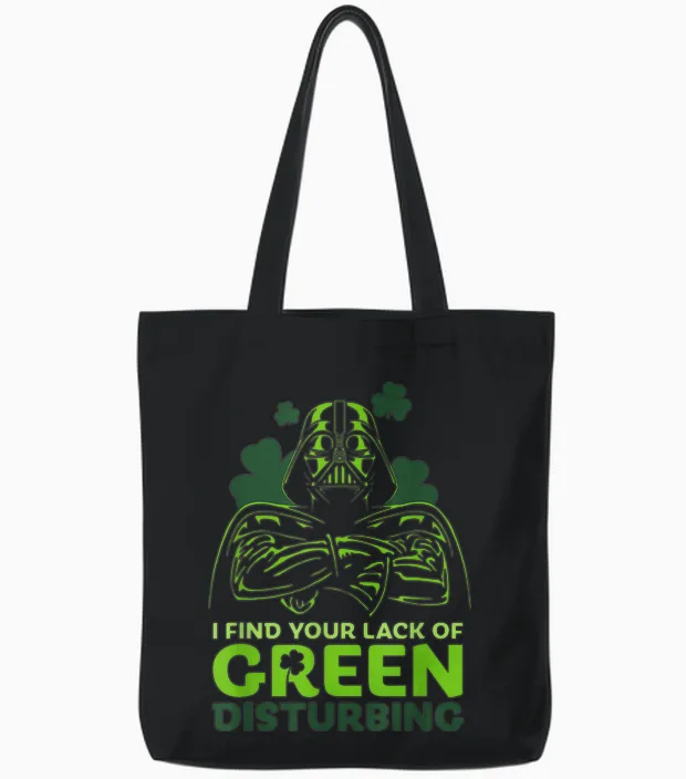 Star Wars a New Hope Holiday Darth Vader Green Clover Tote Bags in Black