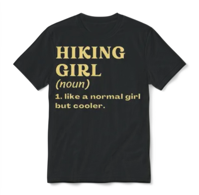 Hiking Girl Unisex T-Shirt - Black