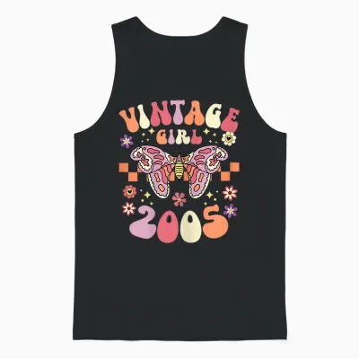 20 Year 2005 Vintage Woman 20th Birthday 2005 T-Shirt, Black, Female X-Small Unisex Tank Top - Black