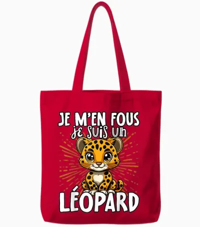 Je M'en Fous Je Suis Un Leopard - Cute Leopard T-Shirt, Black, S Tote Bags - Red