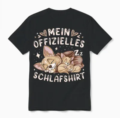 Mein Offizielles Schlafshirt, Chihuahua Hund Mit 2 Welpen Unisex T-Shirt - Black