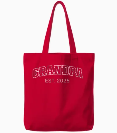 Promoted to Grandpa Est 2025 Soon to Be Grandpa Gifts Poppop Tote Bags - Red