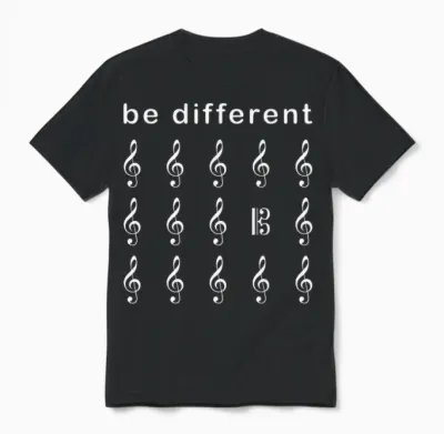 Viola Alto Key Saying Be Different Musician T-Shirt, Black, S Unisex T-Shirt - Black