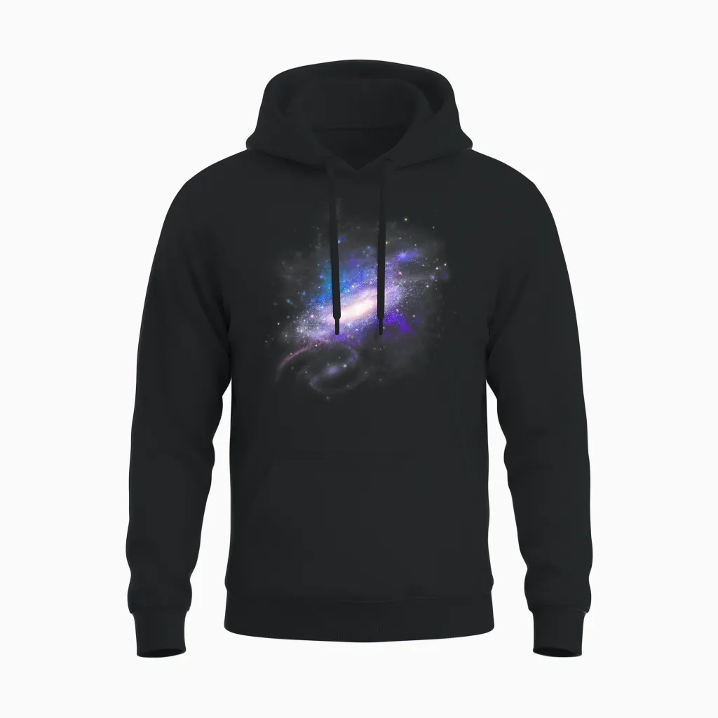 Galaxy Space Planets Universe Stars Moon Astronomer T-Shirt, Black Unisex Hoodie in Black