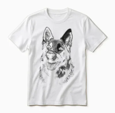 Deutscher Schäferhund Grafik Haustier Kunst Deutscher Schäferhund Unisex T-Shirt - White