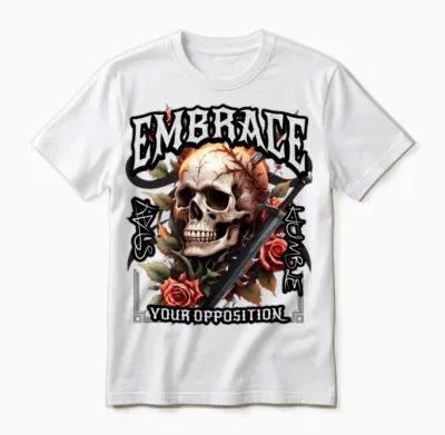 'embrace Your Opposition, Stay Humble' Skull Rose Unisex T-Shirt - White