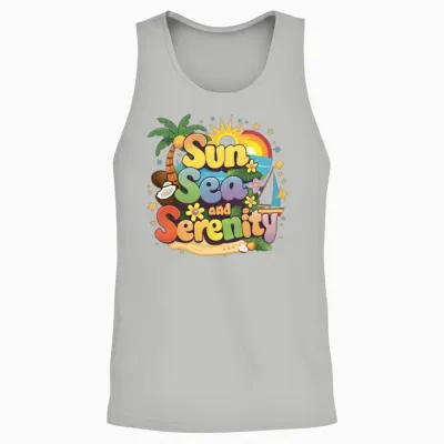 Sun Sea and Serenity Unisex Tank Top - Ash