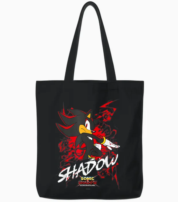Sonic the Hedgehog, Sonic X Shadow Generations Shadow T-Shirt, Black Tote Bags in Black