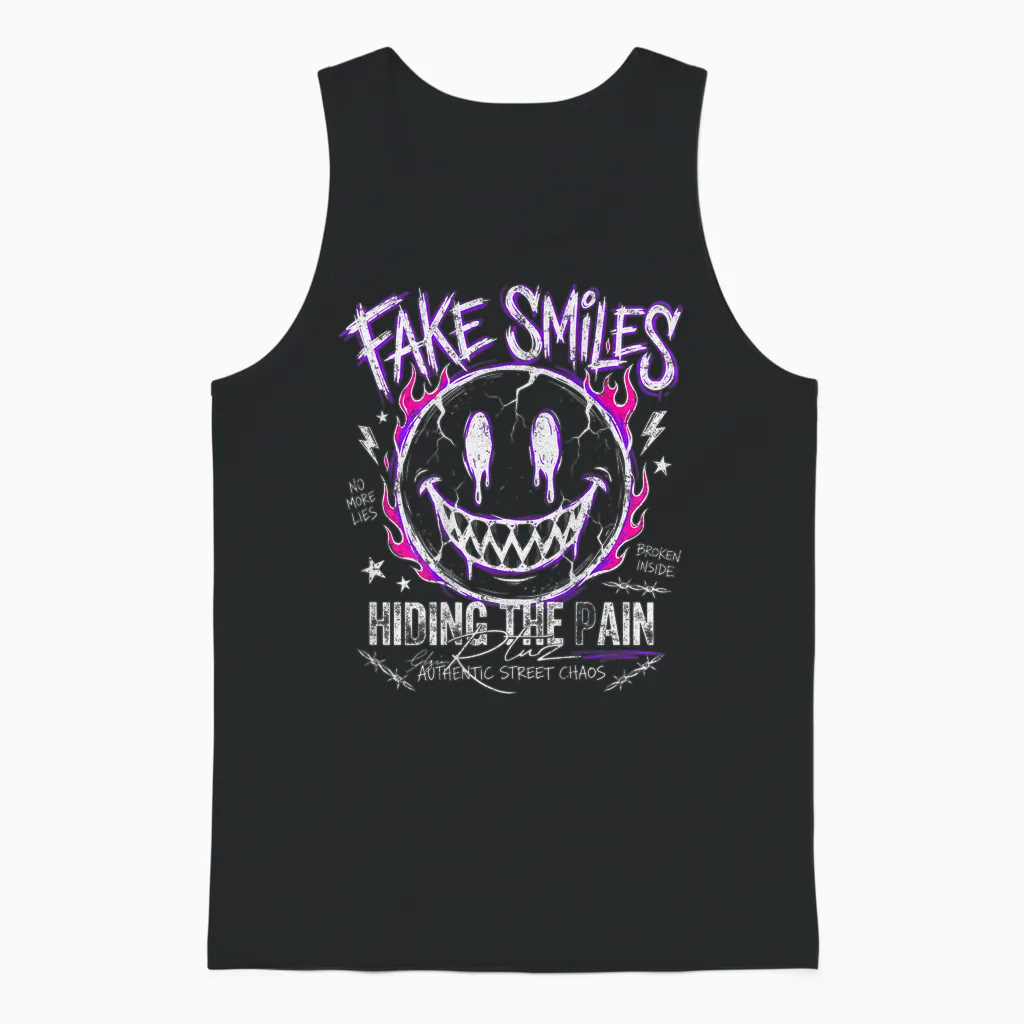 Backprint Streetwear Mode Fashion Damen Herren Retro Smile Unisex Tank Top in Black