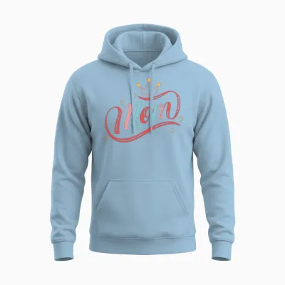 Mom / Colorful Graphic Design Unisex Hoodie - Light Blue
