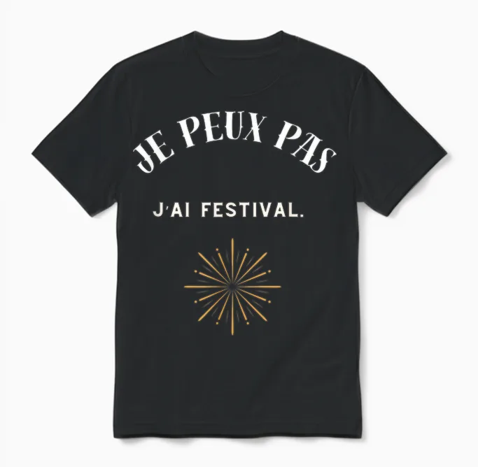 I Can Not I Have Festival T-Shirt, Black, S Unisex T-Shirt in Black