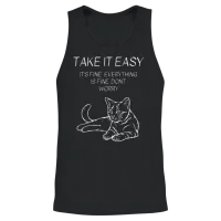 Take It Easy Cat Chill Vibes Only Unisex Tank Top - Black – 2