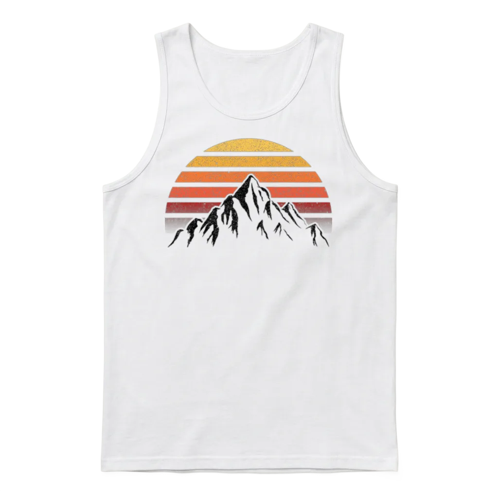 Retro Sunset Mountain โ Summer & Beach Unisex Tank Top - White