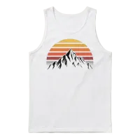 Retro Sunset Mountain — Summer & Beach Unisex Tank Top - White – 1