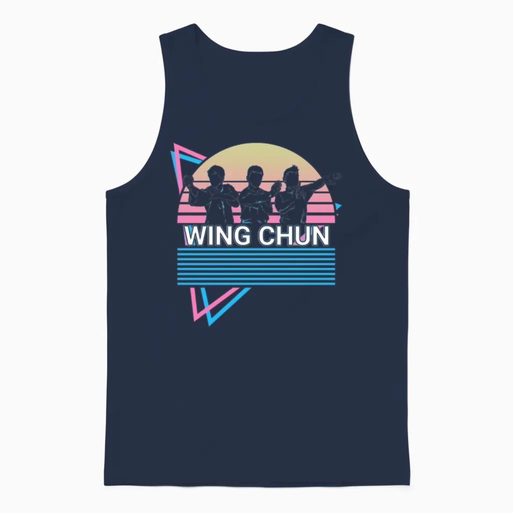 Kung Fu Retro Unisex Tank Top in Navy