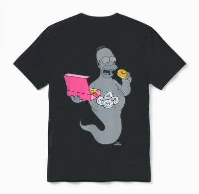 The Simpsons Homer Simson Ghost Donuts Unisex T-Shirt - Black