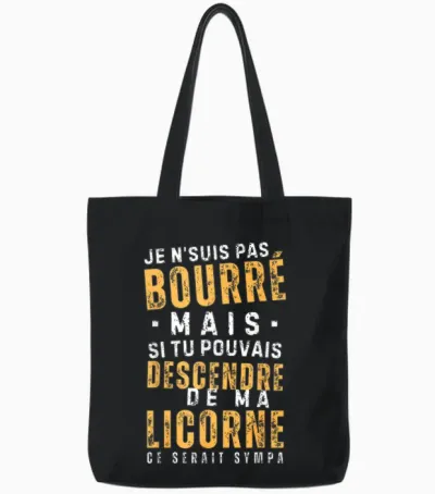 Homme Pas Bourré Mais Descends De Ma Licorne - Humour Apéro Tote Bags - Black