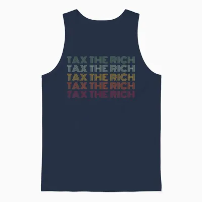 Tax the Rich Protest T-Shirt, Black, S Unisex Tank Top - Navy