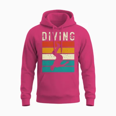 Retro Cliff Jumping Water Sports Unisex Hoodie - Heliconia