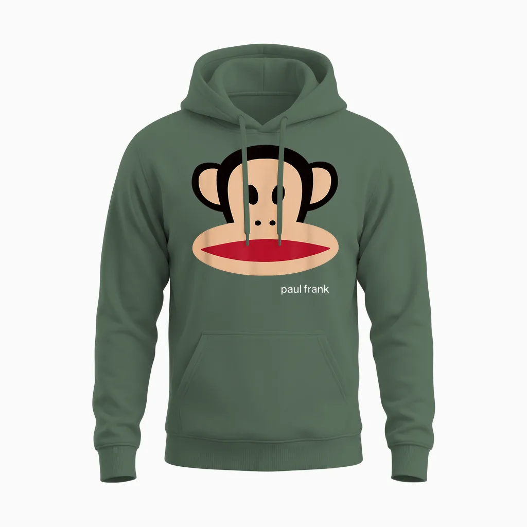 Paul Frank Julius Big Face Unisex Hoodie in Military Green